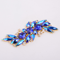 Aplikasi Bunga Rhinestone Kaca AB 36*72mm untuk dijahit, Kristal Strass untuk Dekorasi Gaun