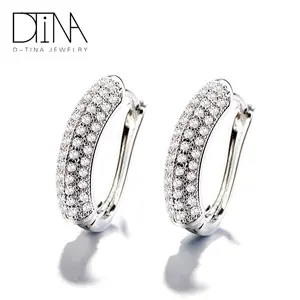 DTINA Minimalist Hoop Synthetic Zircon Luxury Druzy Unisex Geometric Round Crystal Earrings
