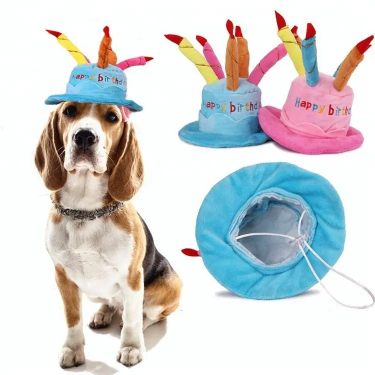 Funny happy birthday cake shaped dog cap birthday pet hats