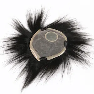 Add Clips Natural Black Factory supplier Price Indian Mono Top Hair Piece 100% Virgin Human Hair Toupee For Black Women