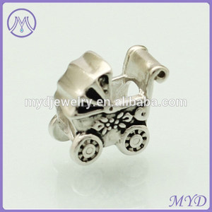 Plata de ley 925 <span class=keywords><strong>cochecito</strong></span> del encanto del grano europeo pulsera - Product Image 1