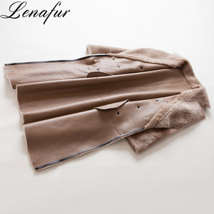 <span class=keywords><strong>Cappotto</strong></span> Invernale in Morbida Pelle di Pecora Color Kaki, <span class=keywords><strong>Cappotto</strong></span> in Pelle di Agnello Mongolo Double Face per Donna - Product Image 2