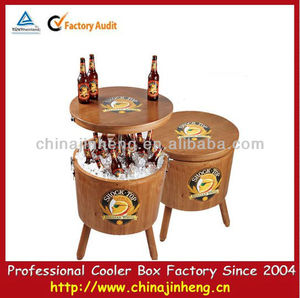 Jardín exterior de madera <span class=keywords><strong>nevera</strong></span> portátil, Caja del refrigerador de vacunas, De madera de la cerveza más fría, Tabla enfriador - Product Image 1