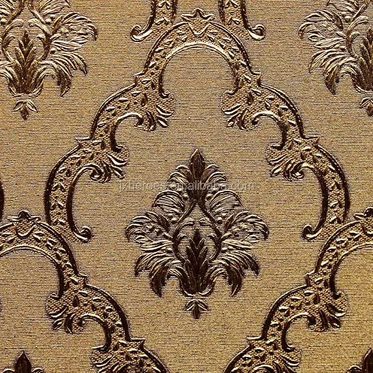 Papel tapiz de vinilo dorado Damasco para decoración del hogar