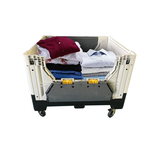 Đóng mở hộp Pallet với bánh xe Stackable nhựa 700L PE 100 lít nhựa lưu trữ hộp ISO gấp hộp rắn 4 cách nhập 1T - Product Image 6