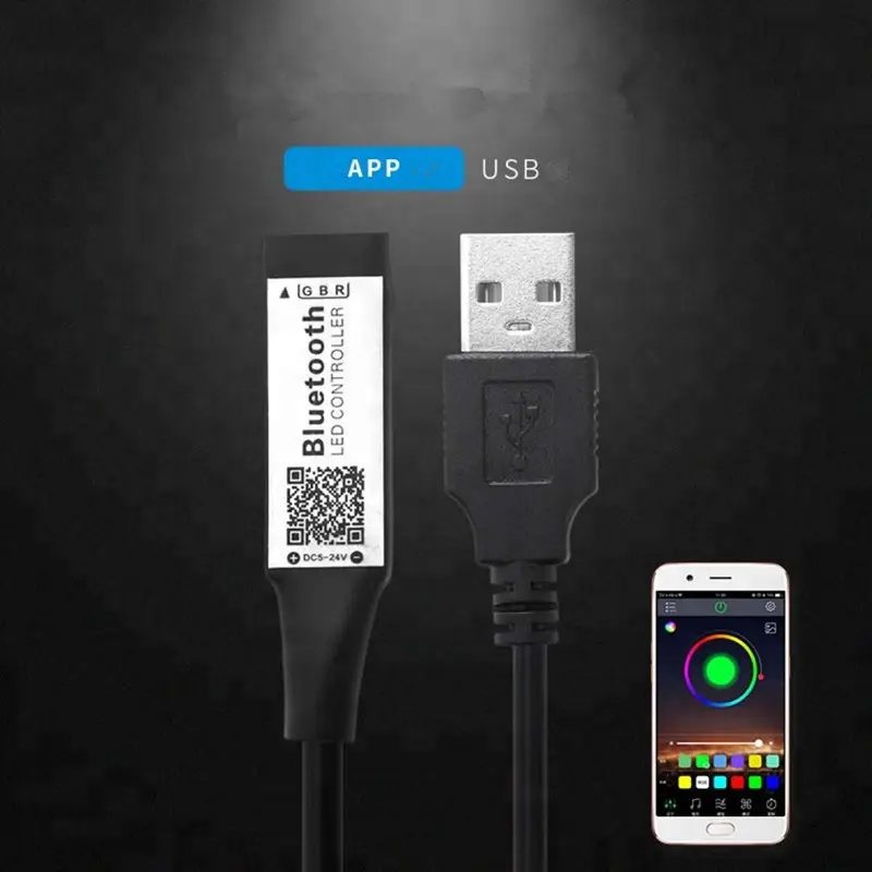 Controle rgb rgbw com luz led, 5v, wifi, bluetooth, controle de faixa dimmer, controlador para ios/android, com aplicativo