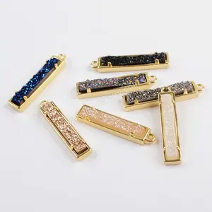 ZG0407 Wholesales price druzy pendant bar druzy jewelry titanium colorful druzy pendant charms for jewelry making