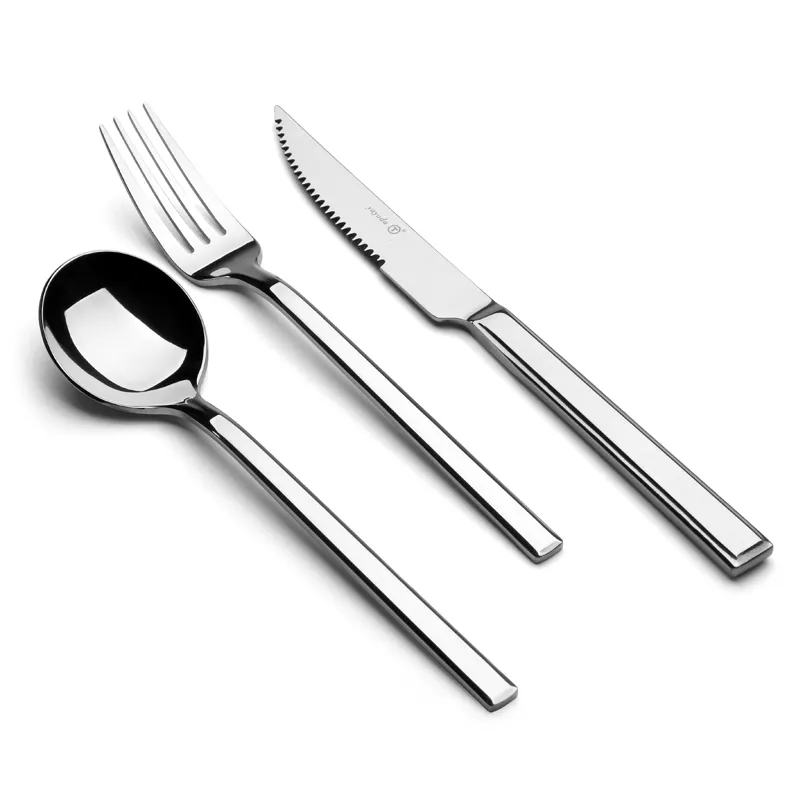 ナイトシリーズ品質西洋食器201ステンレス鋼カトラリースプーン厚い四角いハンドルフォークとナイフ安い