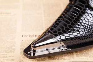 NA009 Scarpe Casual Nere da <span class=keywords><strong>Uomo</strong></span> in Pelle, Scarpe Eleganti da Cerimonia, <span class=keywords><strong>Espadrillas</strong></span> con Lacci Metallici, Scarpe Oxford Personalizzate - Product Image 6