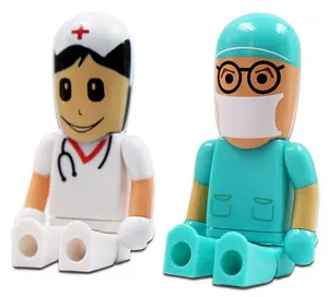 Toptan toplu ucuz güzel memory stick ile doktor ve hemşire plastik 64gb usb flash sürücü 16gb