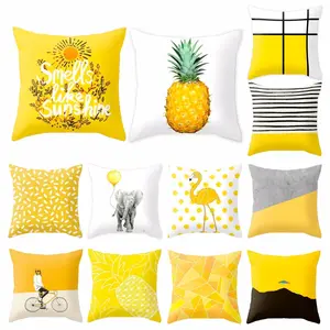 Yellow Tropical Polyester Cushion Cover Pineapple Pillow Decorative Cushions For Sofa DIY Printed Pillow Covers