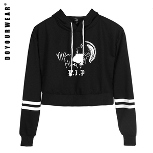 Sudaderas con capucha cortas para mujer con logotipo de impresión personalizado de estilo corto erógeno para mujer - Product Image 4
