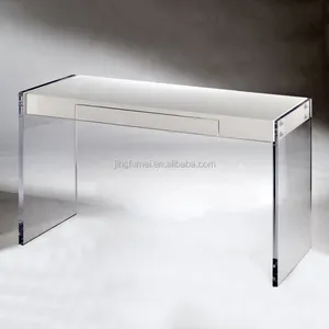 Eenvoudige Stijl Designer Lucite Ijdelheid Kaptafel Met Clear Acryl Benen