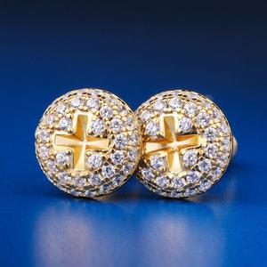 KRKC & CO pendientes de plata de ley 925 de Hip Hop de 14K oro - Product Image 1