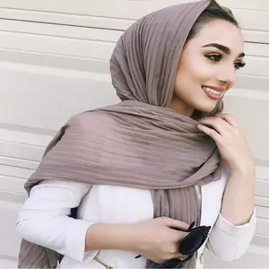 Pabrik Yiwu Grosir Wanita Muslim Sifon Syal Jilbab Kerut Arab Turki Panas
