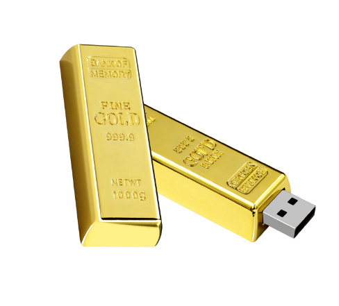 Metal Gold Bar Flash Drive 2.0 1GB 2GB 4GB High Quality Gift Memory Stick 3.0 8GB 16GB 32GB 64GB Free Laser Logo