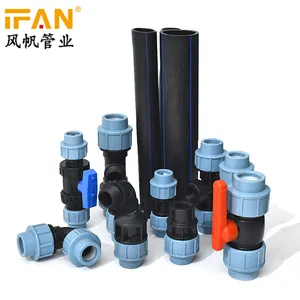 IFAN Black Color Drip Irrigation HDPE Pipe Fitting High Quality 20mm Size PN25 Pipe Fittings For HDPE Pipe Connected