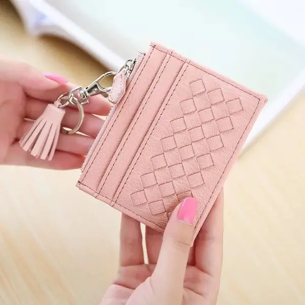 Tassel knitting credit card holder women small card wallets fashion coin wallets mini key wallets