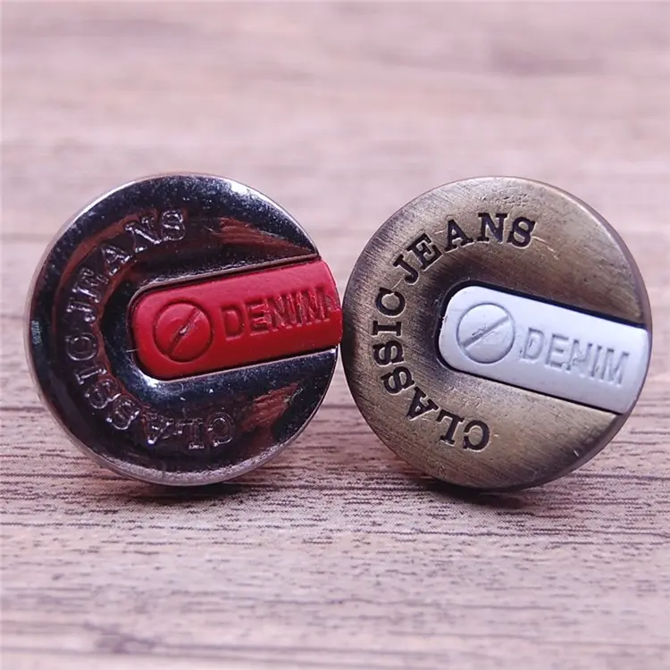 Sewing Shirt Button Supplier Custom Zinc Alloy Engraved Logo Metal Snap Jeans Buttons For Clothing Brand