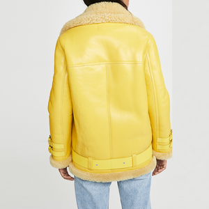 Blouson d'hiver pour <span class=keywords><strong>motard</strong></span> <span class=keywords><strong>en</strong></span> Faux <span class=keywords><strong>cuir</strong></span>, vêtement féminin avec épaules tombantes <span class=keywords><strong>en</strong></span> fourrure, nouveau Design 2020 - Product Image 3