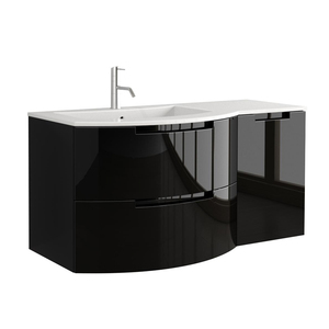 Mobile <span class=keywords><strong>Bagno</strong></span> Moderno Sospeso in PVC Curvo Lucido con Lavabo Integrato - Product Image 1