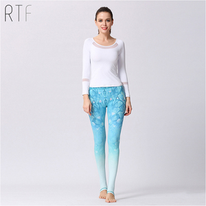 Pantalones de <span class=keywords><strong>Yoga</strong></span> Azul Claro con Efecto Camel Toe, Leggings con Estribo, Tumblr - Product Image 4