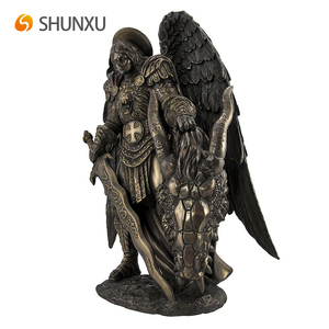 Scultura Artigianale di <span class=keywords><strong>San</strong></span> Michele che Sconfigge il Drago Malvagio, Statua del Guerriero e Protettore, Oggetto da Collezione - Product Image 2