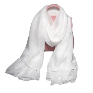 Nieuwe Stijl Custom Ontwerp Lange Witte Zijden Sjaal Voor Schilderen