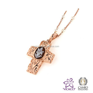 Collier Cameo fait main en argent Sterling 925, nouveau Design, fabriqué en italie, P42 cameo de 15mm - Product Image 1