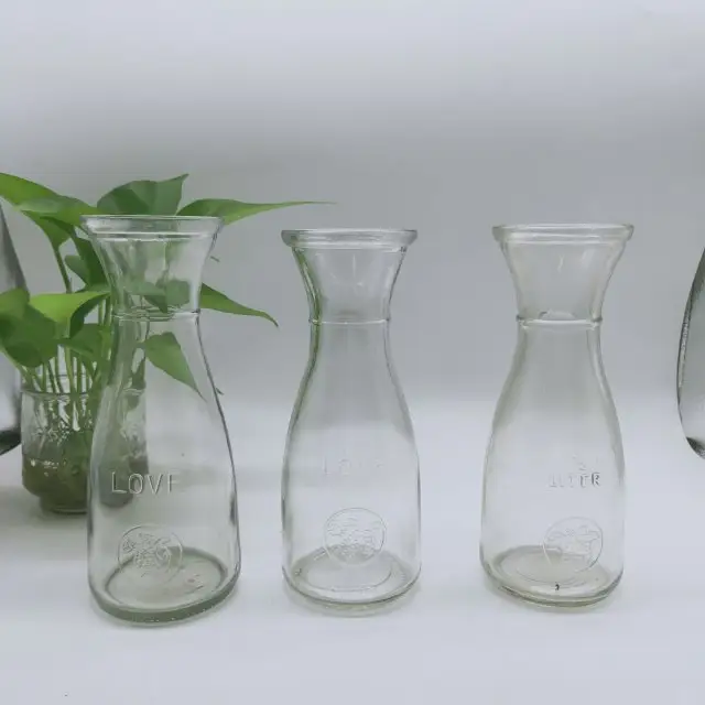 Bouteille en verre transparent et personnalisable, avec large bouche, pour boissons alcoolisées, 500 ml, vente en gros, 10 unités