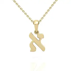 Fashion jewelry High Quality stainless steel 14k yellow gold jewish high polish finish hebrew letter pendant