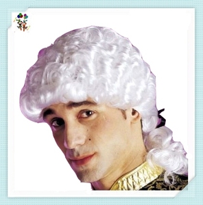 Disfraz de Fiesta de Disfraces Veneciana Color Blanco Marquis Pelucas Sintéticas de Carnaval para <span class=keywords><strong>Hombre</strong></span> HPC-1317 - Product Image 2