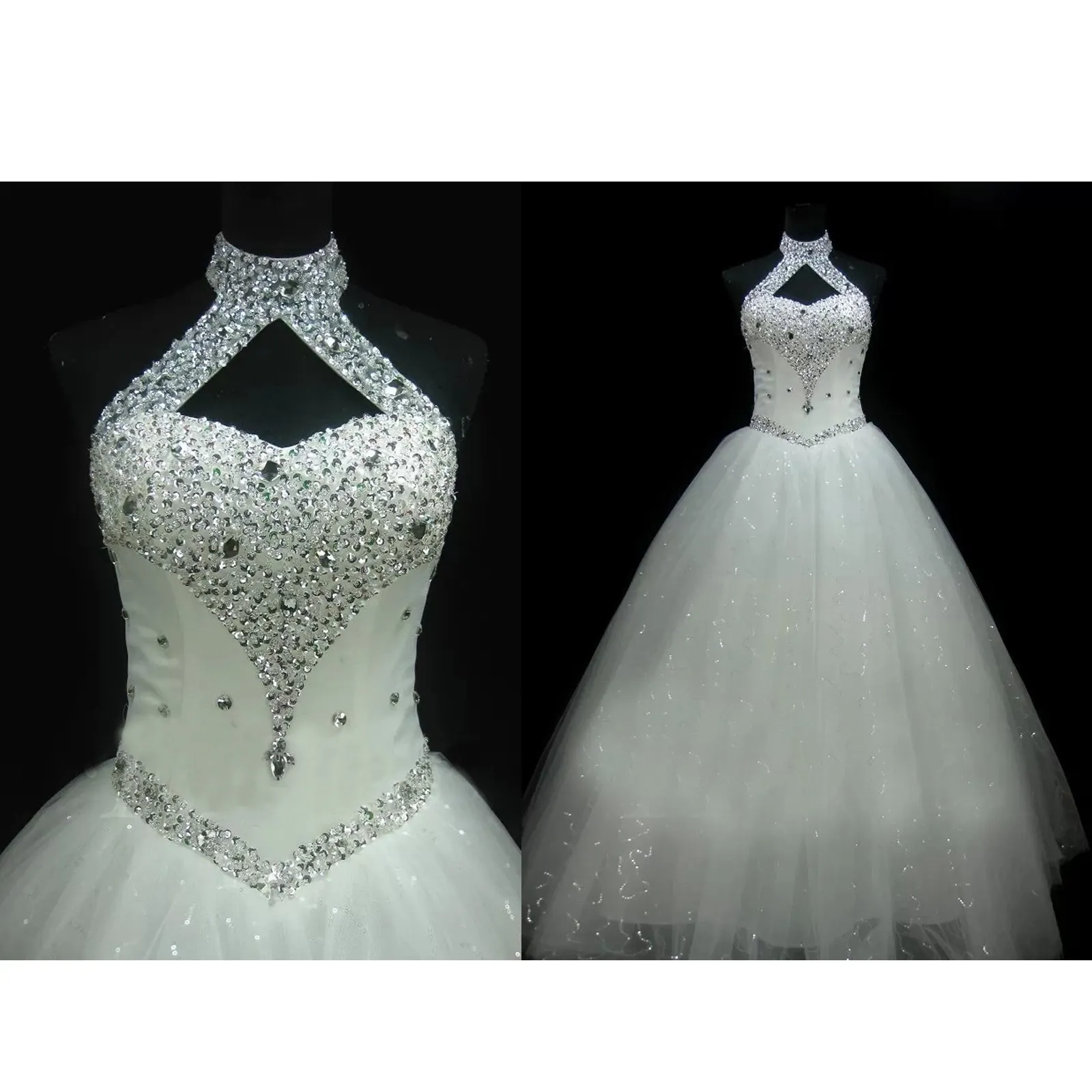 Morili Real Halfter Perlen neue geschwollene Prinzessin glänzend Custom ized bodenlangen weißen Brautkleid MWA115