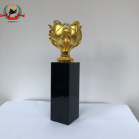 Customization Gold /Silver/Bronze Flower Stands Bauhinia Trophy Award Craft With Black Crystal Base