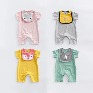 Dropshipping Baby Bodysuit 100% Katoen Biologisch Kleding Met Bandana Slabbetjes Uit China Fabrikant