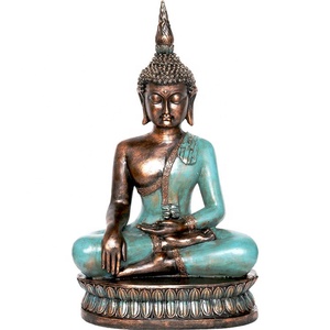 Estatua de Buda sentado en el trono, resina de meditación global, producto en oferta