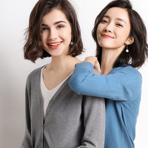 Custom Women Thin Knit Long Sleeve Sweater V Neck <strong>Spring</strong> Autumn <strong>Cardigan</strong> - Product Image 2