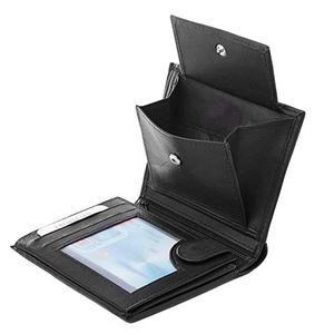 Portefeuille court <span class=keywords><strong>pour</strong></span> homme en cuir véritable noir, anti-RFID, <span class=keywords><strong>avec</strong></span> <span class=keywords><strong>compartiment</strong></span> à billets, multifonction, <span class=keywords><strong>porte</strong></span>-<span class=keywords><strong>monnaie</strong></span> - Product Image 2