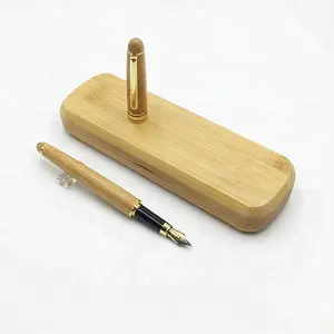 定制雕刻徽标高品质豪华竹钢笔与竹盒
