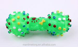 Renkli noktalı dambıl şekilli sıkmak gıcırtılı Faux kemik evcil köpek oyuncak - Product Image 6