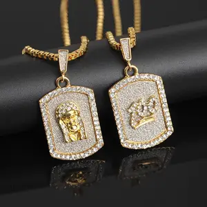 Hot Sale HipHop Military card Dog tag 100 points gold Pharaoh Necklace