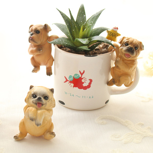 Adornos <span class=keywords><strong>de</strong></span> Macetas con Mini Perros <span class=keywords><strong>de</strong></span> Resina Realistas ROOGO, Decoración Miniatura para Jardín y Hogar - Product Image 2