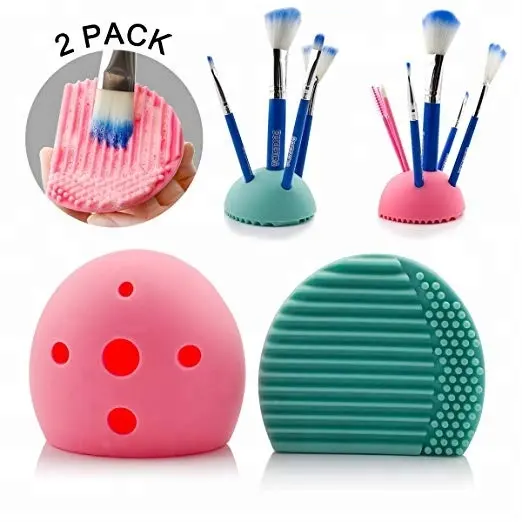 Half egg shape silicone makeup brush holder and silicone makeup brush cleaning mat