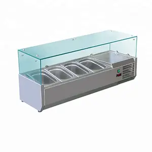 Made in china Buffet table top salad bar Stainless steel refrigerator Rectangular glass display refrigerator with CE