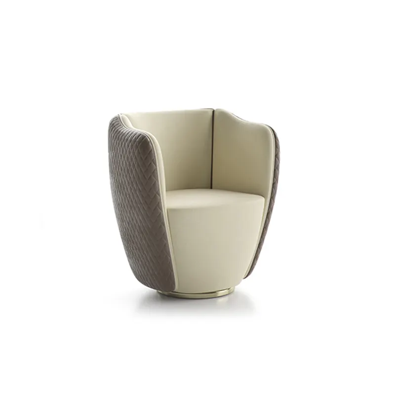 Swivel base nubuck leather armchair living room furniture