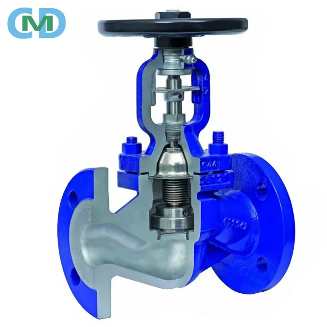 2 4 Inch GS C25 DIN PN16 PN25 Air Steam Bellows Seal Globe Valve