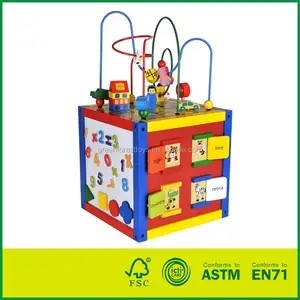 Бусины лабиринт игра 5 в 1 активности куб образовательных деревянная игрушка соответствует ASTM