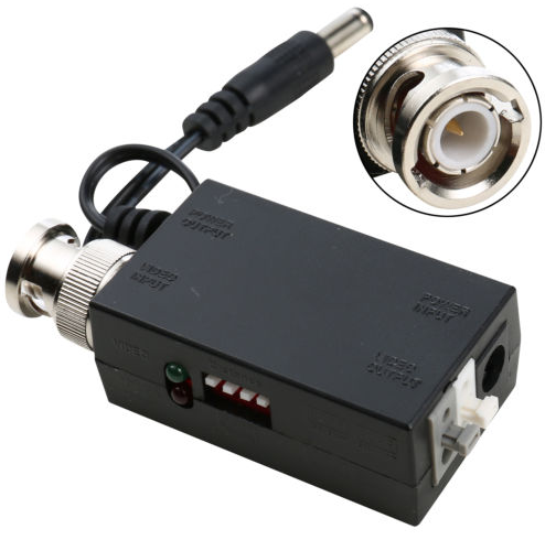 DC12V 1CH Active UTP Video Transmitter Balun BNC Transformers Plastic Brass Plated for CCTV