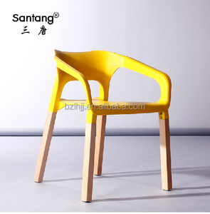 New Model Wholesale Wood <strong>Frame</strong> Plastic <strong>Stacking</strong> Dining Chairs With Arms - Product Image 3