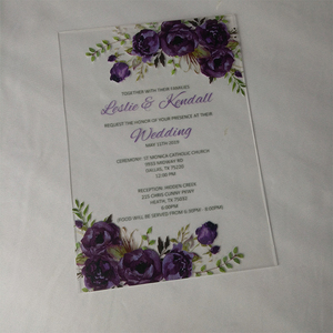 <span class=keywords><strong>Carte</strong></span> d'<span class=keywords><strong>invitation</strong></span> de <span class=keywords><strong>mariage</strong></span> élégante en acrylique transparent fin avec design floral <span class=keywords><strong>personnalisé</strong></span>, style moderne de luxe pour événements uniques de couples - Product Image 2